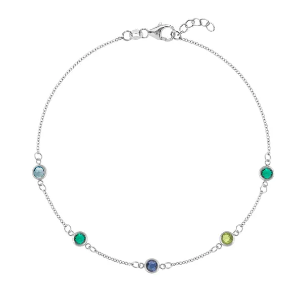 Personalized Classic 5 Birthstone Bracelet in 14k Gold sold by Haverhill