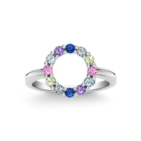 Personalized Rosecliff Small Circle Birthstone Ring in 14k Gold sold by Haverhill