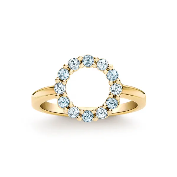 Personalized Rosecliff Small Circle Birthstone Ring in 14k Gold sold by Haverhill