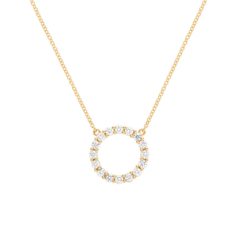 Personalized Rosecliff Circle Birthstone Necklace in 14k Gold sold by Haverhill