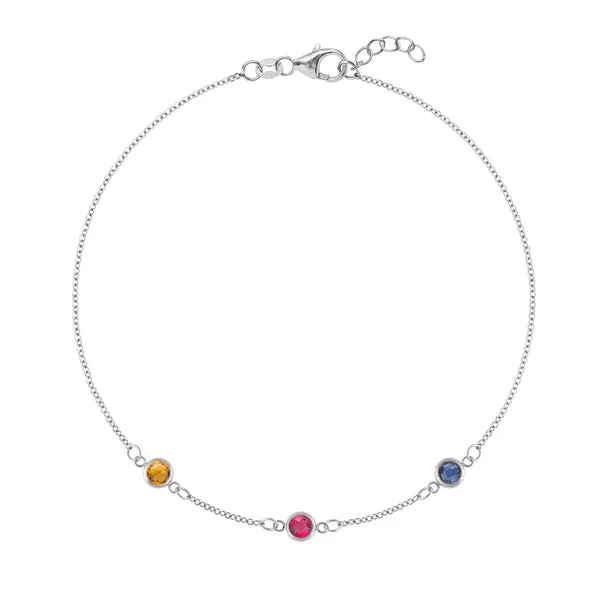 Personalized Classic 3 Birthstone Bracelet in 14k Gold sold by Haverhill