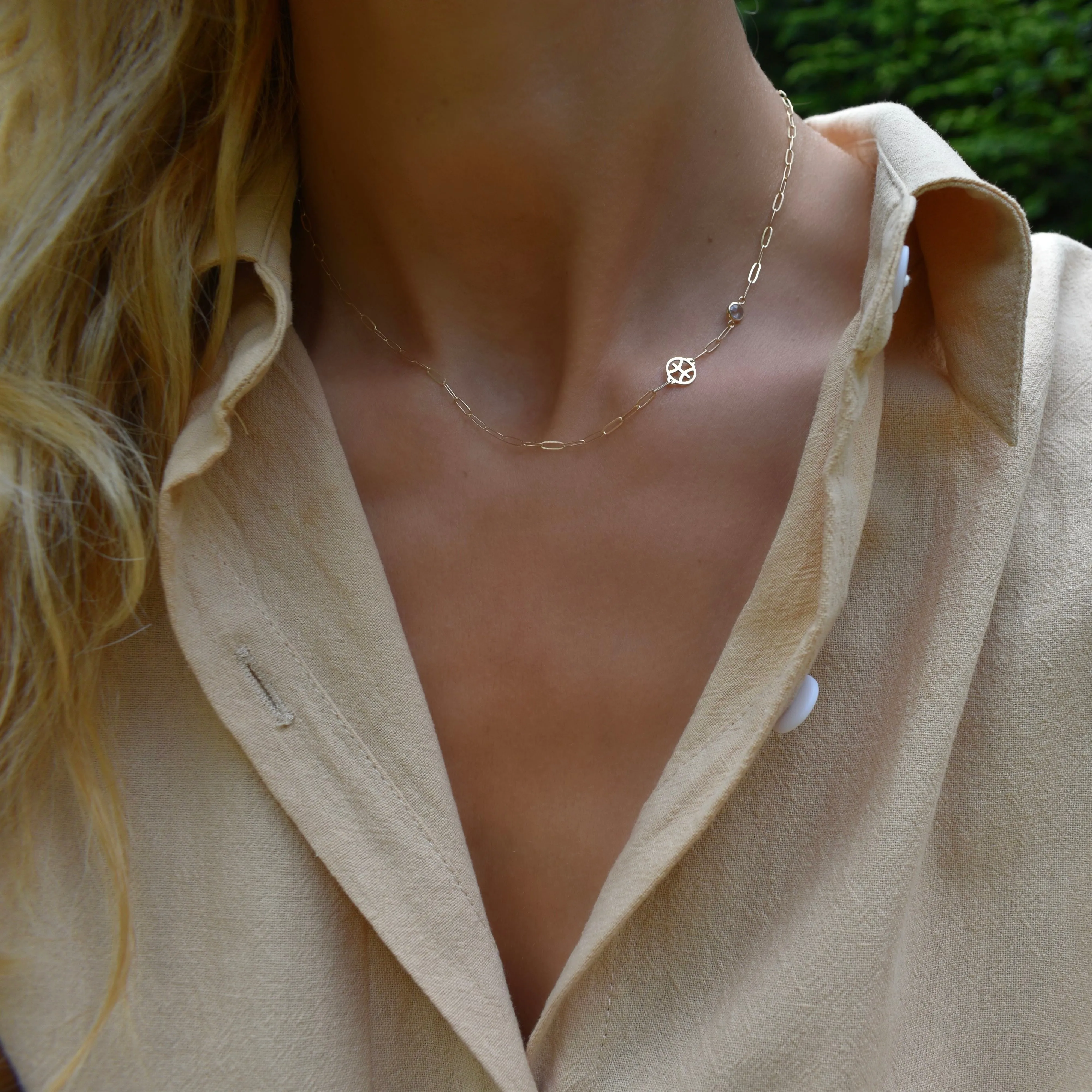 Personalized Pisces & Birthstone Necklace on Adelaide Mini in 14k Gold sold by Haverhill product image thumbnail 2