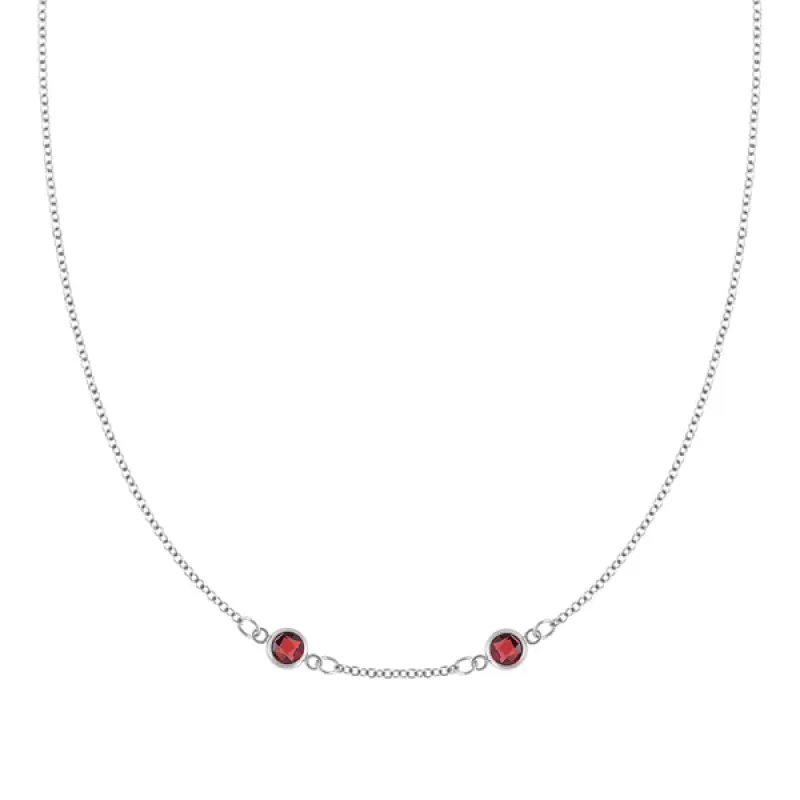 Personalized Classic 2 Birthstone Necklace in 14k Gold (Centered) sold by Haverhill