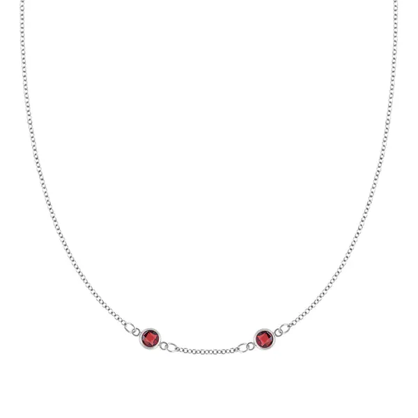 Personalized Classic 2 Birthstone Necklace in 14k Gold (Centered) sold by Haverhill