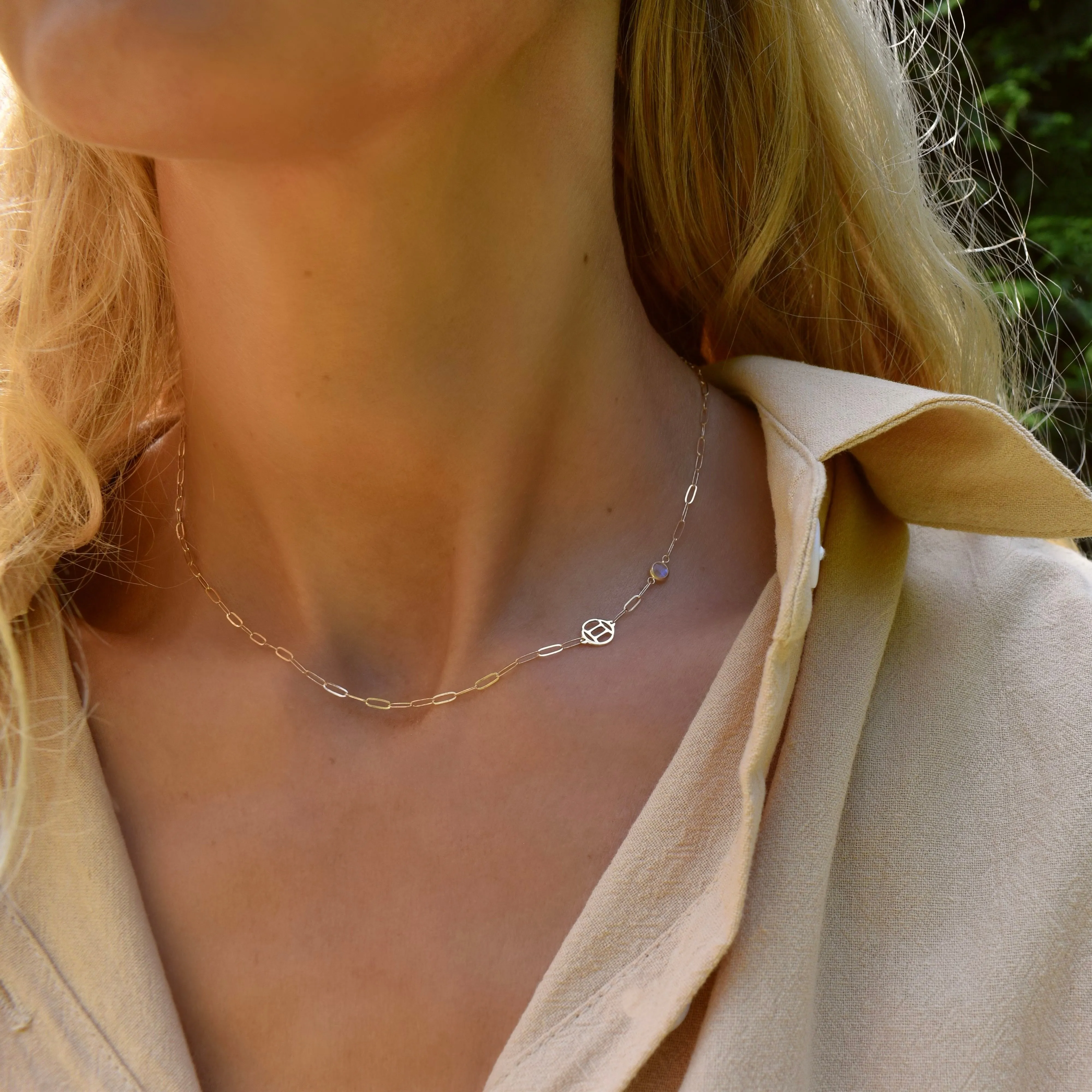 Personalized Gemini & Birthstone Necklace on Adelaide Mini in 14k Gold sold by Haverhill product image thumbnail 2
