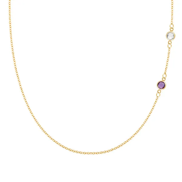 Personalized Classic 2 Birthstone Necklace in 14k Gold sold by Haverhill