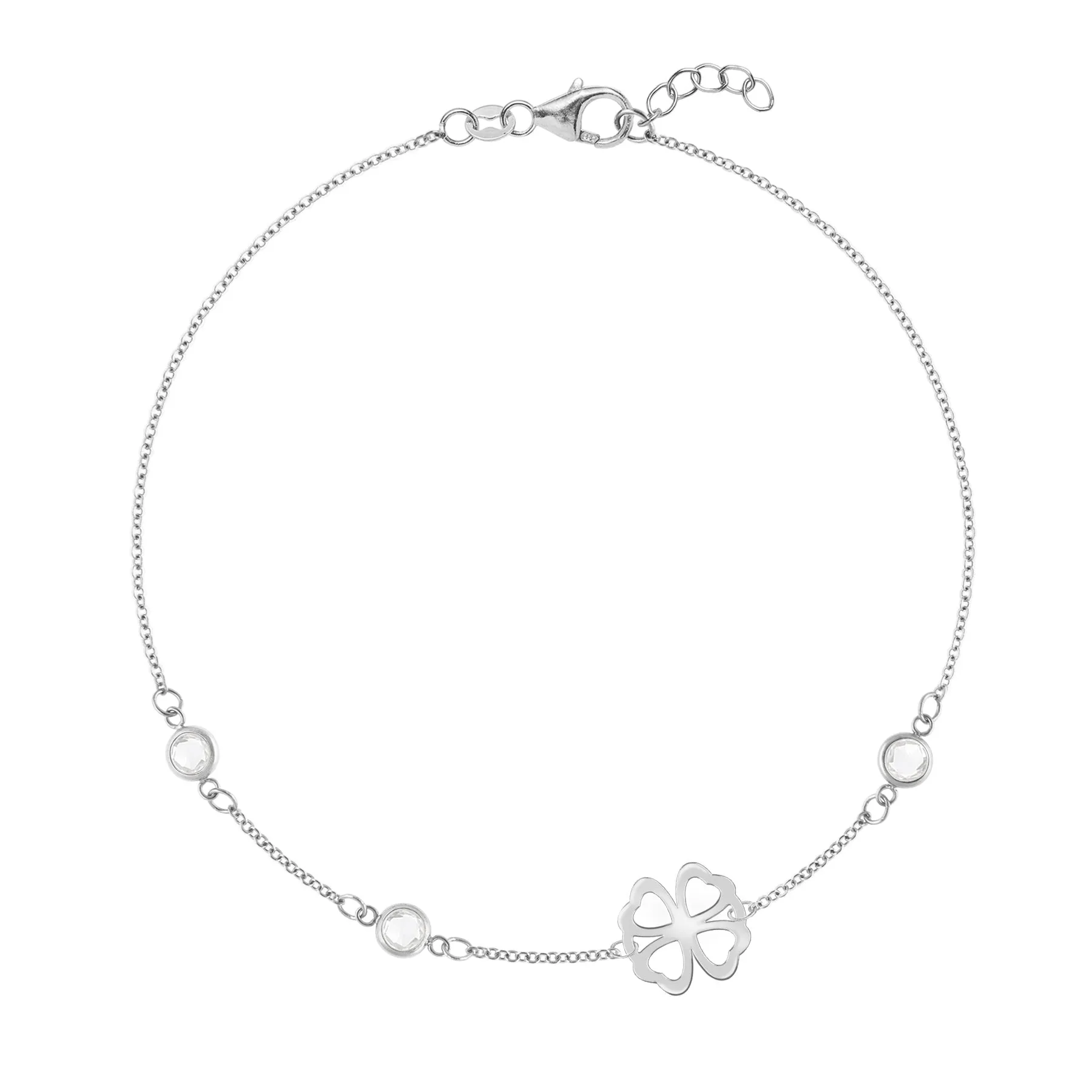 Personalized Classic Clover & 3 Birthstone Bracelet in 14k Gold sold by Haverhill product image thumbnail 5