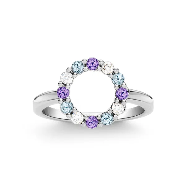 Personalized Rosecliff Small Circle Birthstone Ring in 14k Gold sold by Haverhill