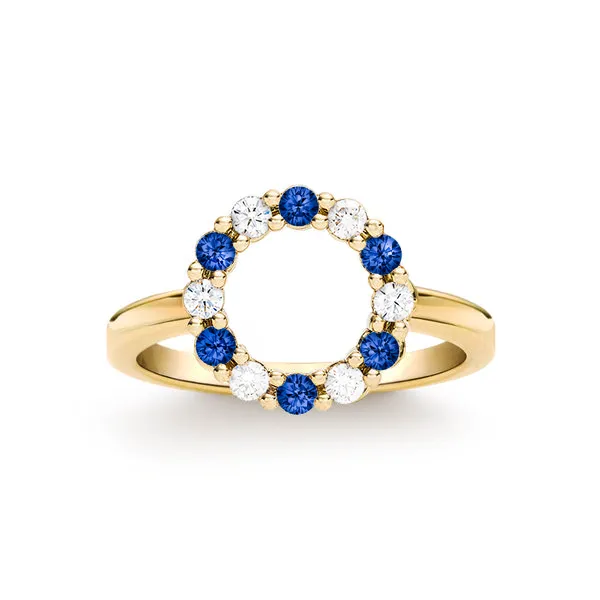 Personalized Rosecliff Small Circle Birthstone Ring in 14k Gold sold by Haverhill