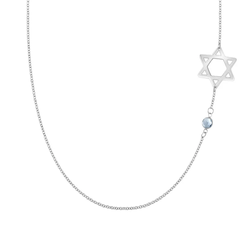 Personalized Classic Star of David & 1 Birthstone Necklace in 14k Gold sold by Haverhill
