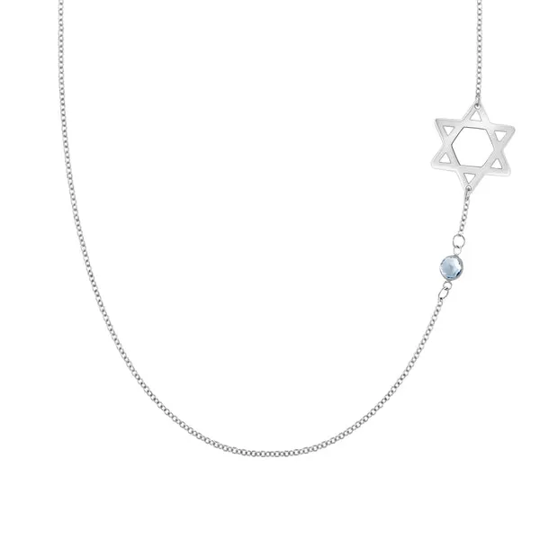 Personalized Classic Star of David & 1 Birthstone Necklace in 14k Gold sold by Haverhill