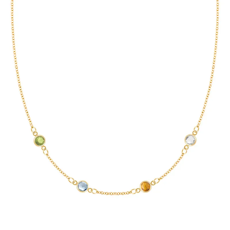 Personalized Classic 4 Birthstone Necklace in 14k Gold sold by Haverhill