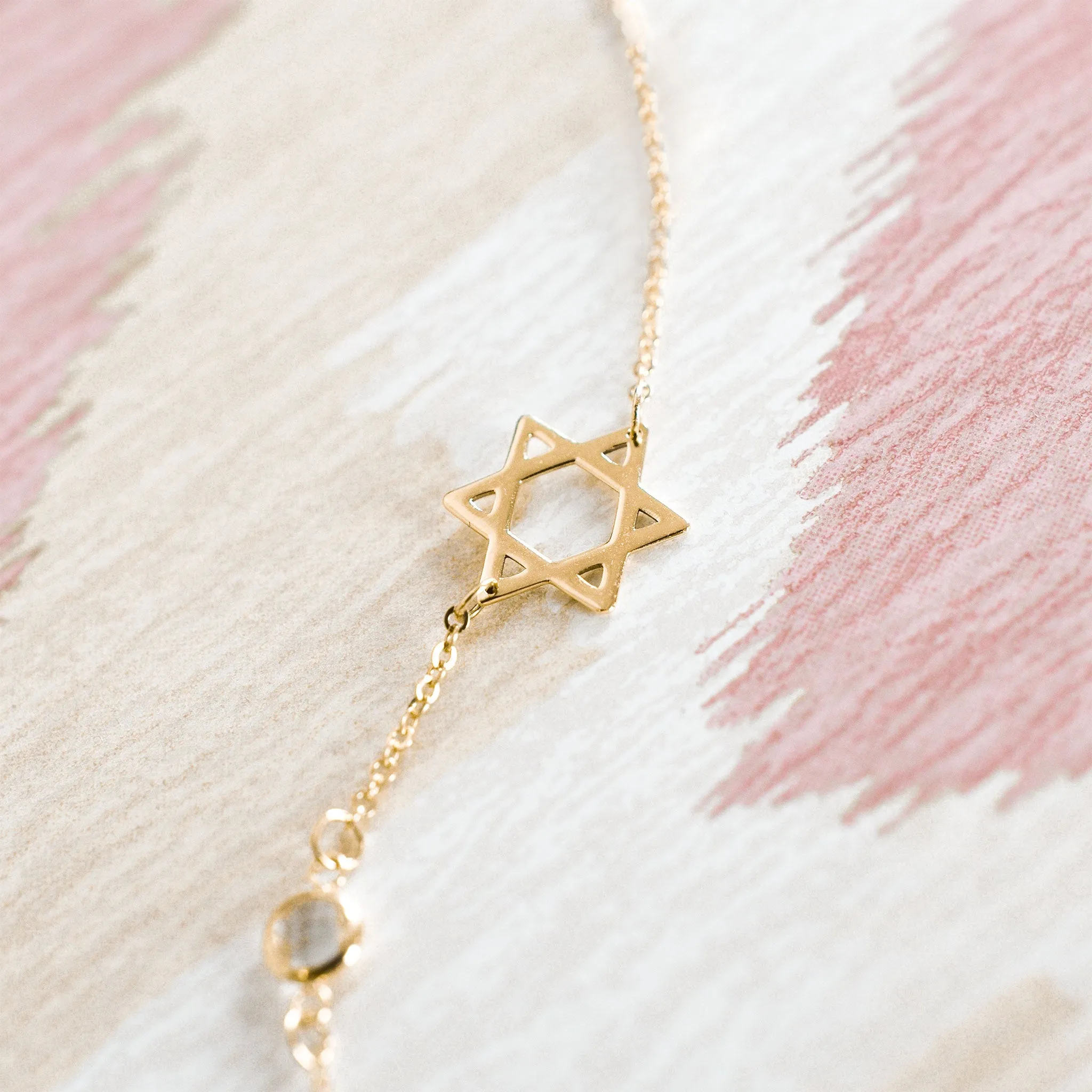 Personalized Classic Star of David & 1 Birthstone Bracelet in 14k Gold sold by Haverhill product image thumbnail 3