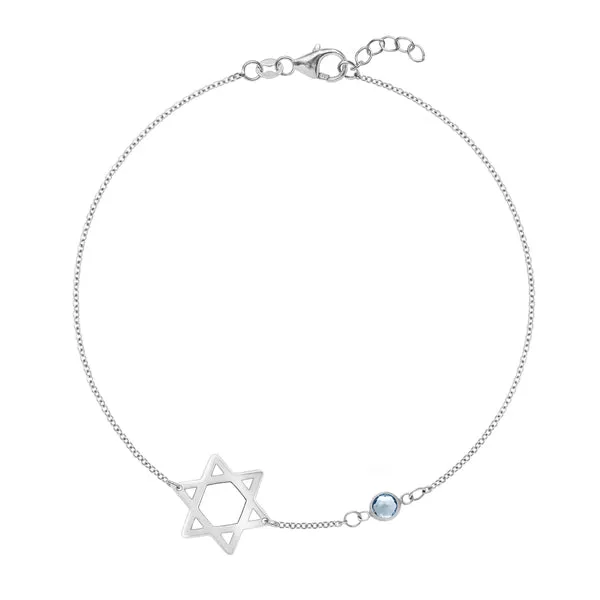 Personalized Classic Star of David & 1 Birthstone Bracelet in 14k Gold sold by Haverhill