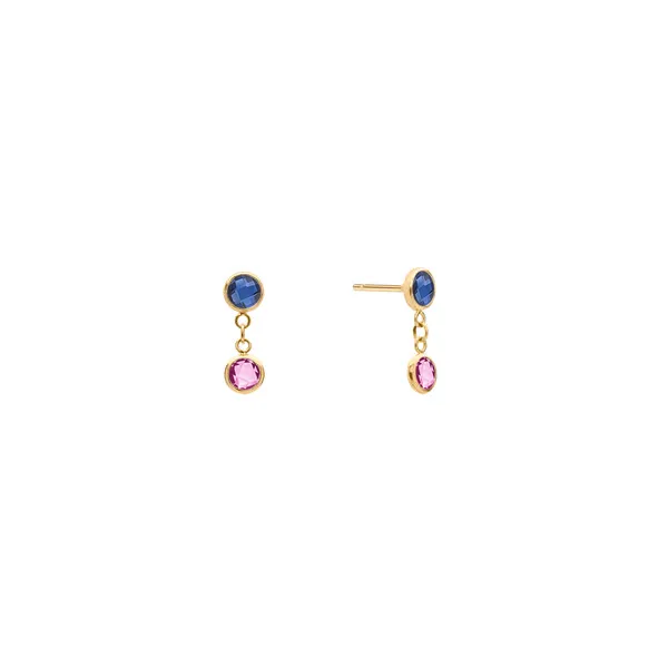 Personalized Classic 2 Birthstone Earrings in 14k Gold sold by Haverhill