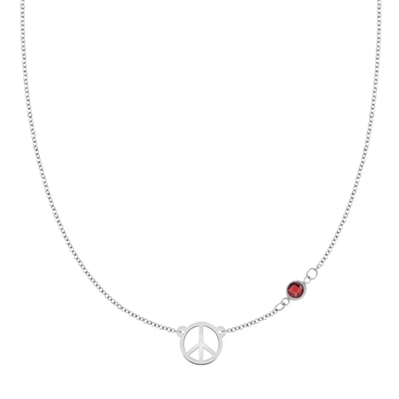 Personalized Peace Sign & 1 Birthstone Necklace in 14k Gold sold by Haverhill
