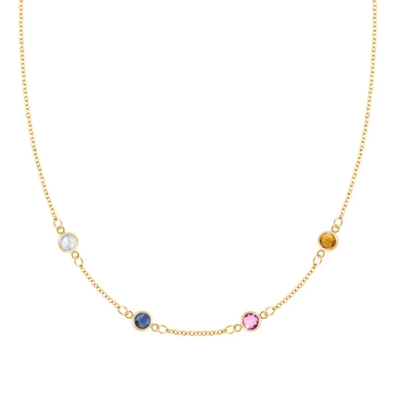 Personalized Classic 4 Birthstone Necklace in 14k Gold sold by Haverhill