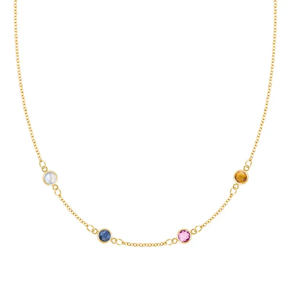 Personalized Classic 4 Birthstone Necklace in 14k Gold sold by Haverhill