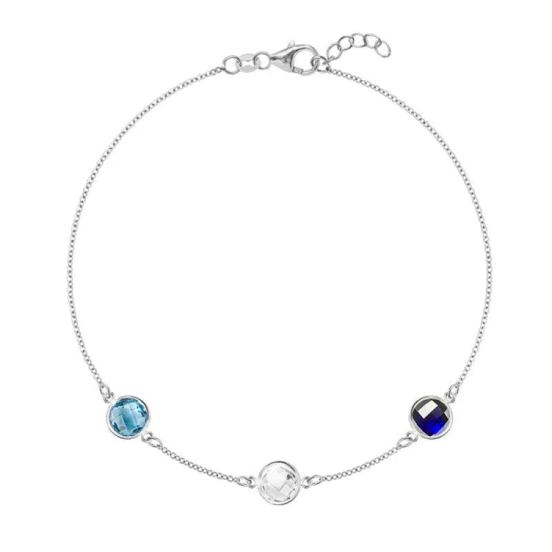 Personalized Grand 3 Birthstone Bracelet in 14k Gold sold by Haverhill