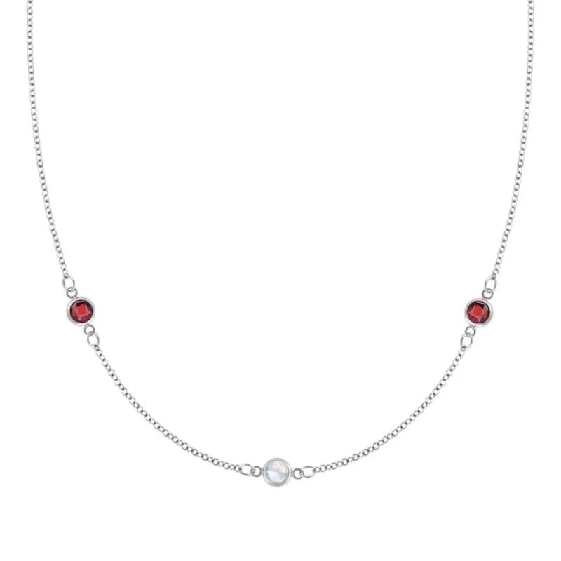 Personalized Classic 3 Birthstone Necklace in 14k Gold sold by Haverhill