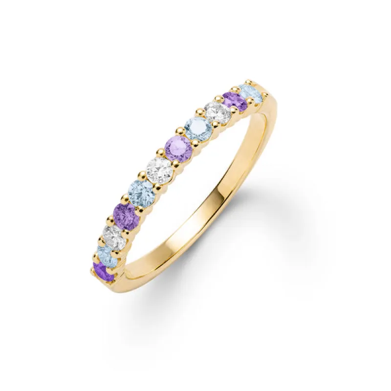 Personalized Rosecliff Birthstone Stackable Ring in 14k Gold sold by Haverhill