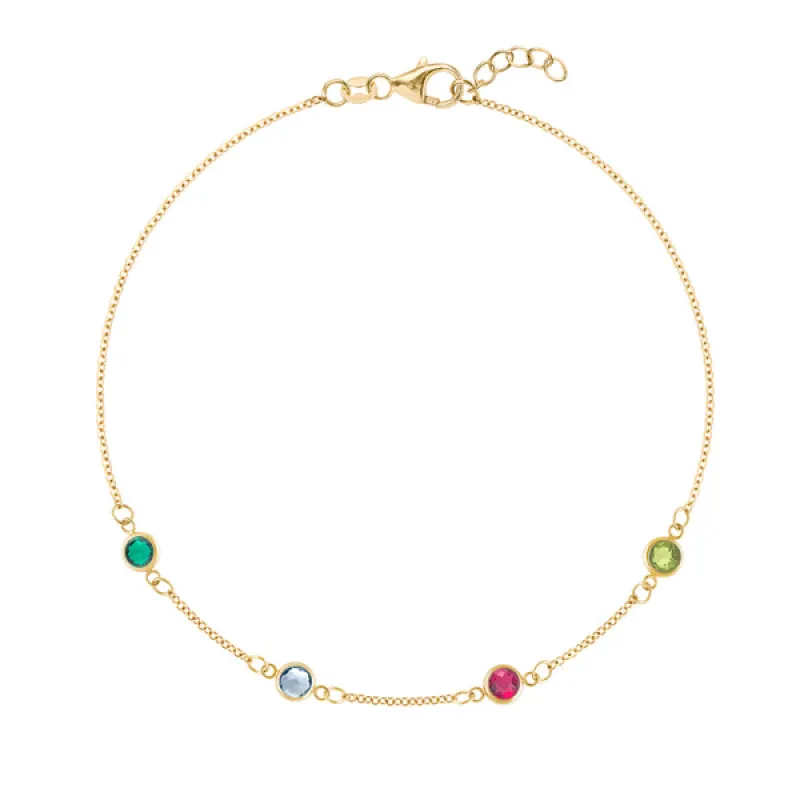 Personalized Classic 4 Birthstone Bracelet in 14k Gold sold by Haverhill