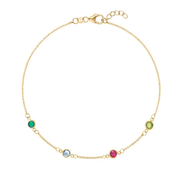 Personalized Classic 4 Birthstone Bracelet in 14k Gold sold by Haverhill