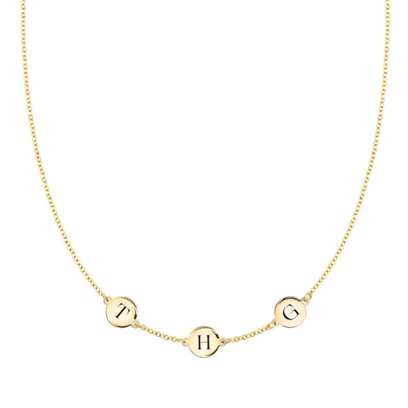 Personalized 3 Letter Necklace in 14k Gold (Single Spacing) sold by Haverhill