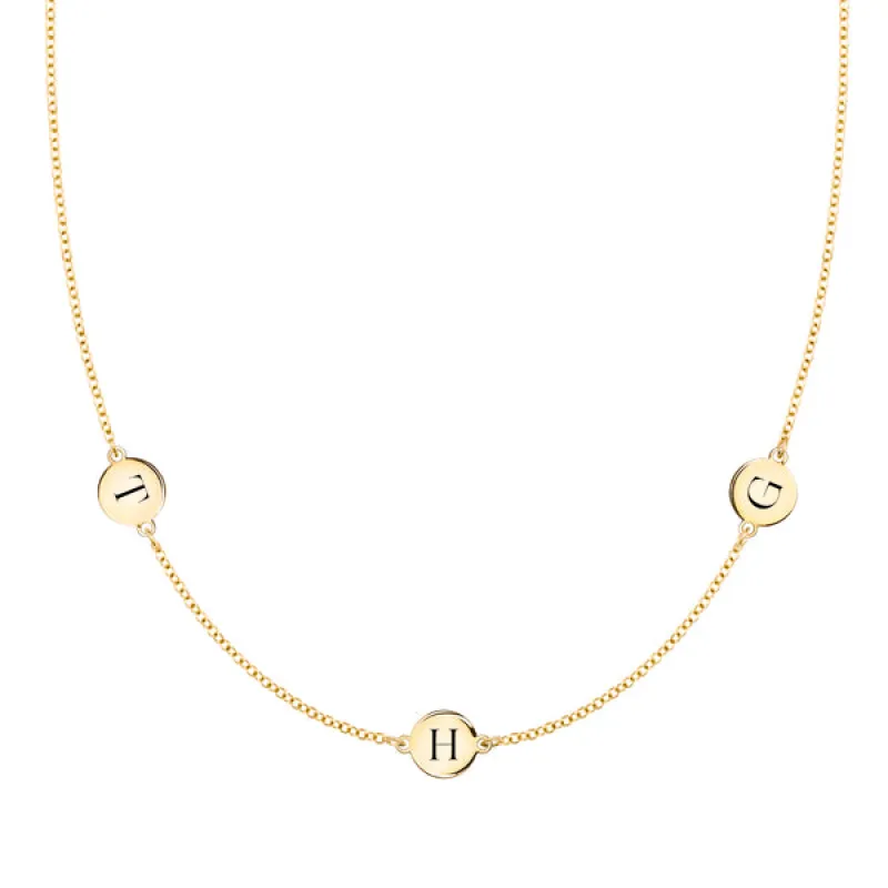 Personalized 3 Letter Necklace in 14k Gold (Double Spacing) sold by Haverhill