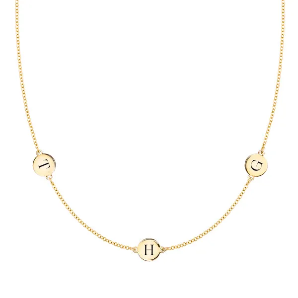 Personalized 3 Letter Necklace in 14k Gold (Double Spacing) sold by Haverhill