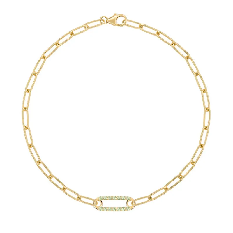 Personalized Adelaide 1 Pavé Birthstone Link Bracelet in 14k Gold sold by Haverhill