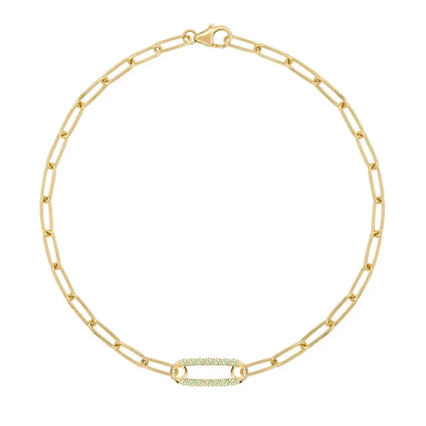 Personalized Adelaide 1 Pavé Birthstone Link Bracelet in 14k Gold sold by Haverhill