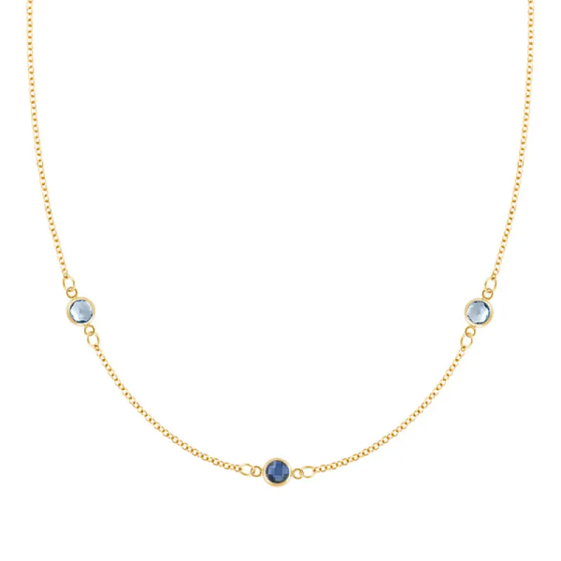 Personalized Classic 3 Birthstone Necklace in 14k Gold sold by Haverhill
