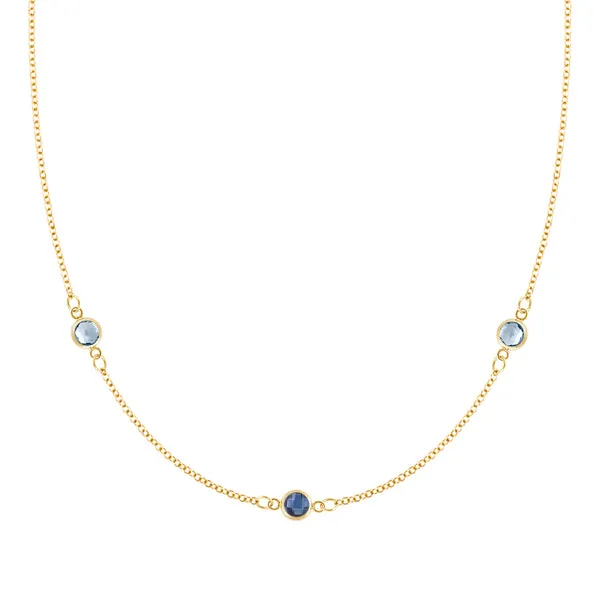 Personalized Classic 3 Birthstone Necklace in 14k Gold sold by Haverhill