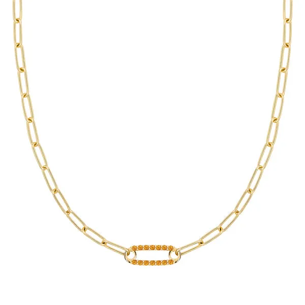 Personalized Adelaide 1 Pavé Birthstone Link Necklace in 14k Gold sold by Haverhill