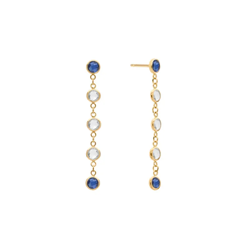 Personalized Classic 5 Birthstone Earrings in 14k Gold sold by Haverhill