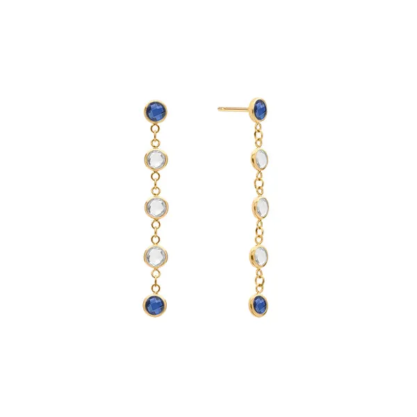 Personalized Classic 5 Birthstone Earrings in 14k Gold sold by Haverhill