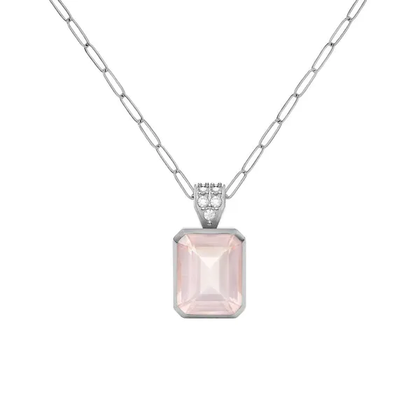 Warren Rose Quartz Pendant with Diamond Bale in 14k Gold (October) sold by Haverhill