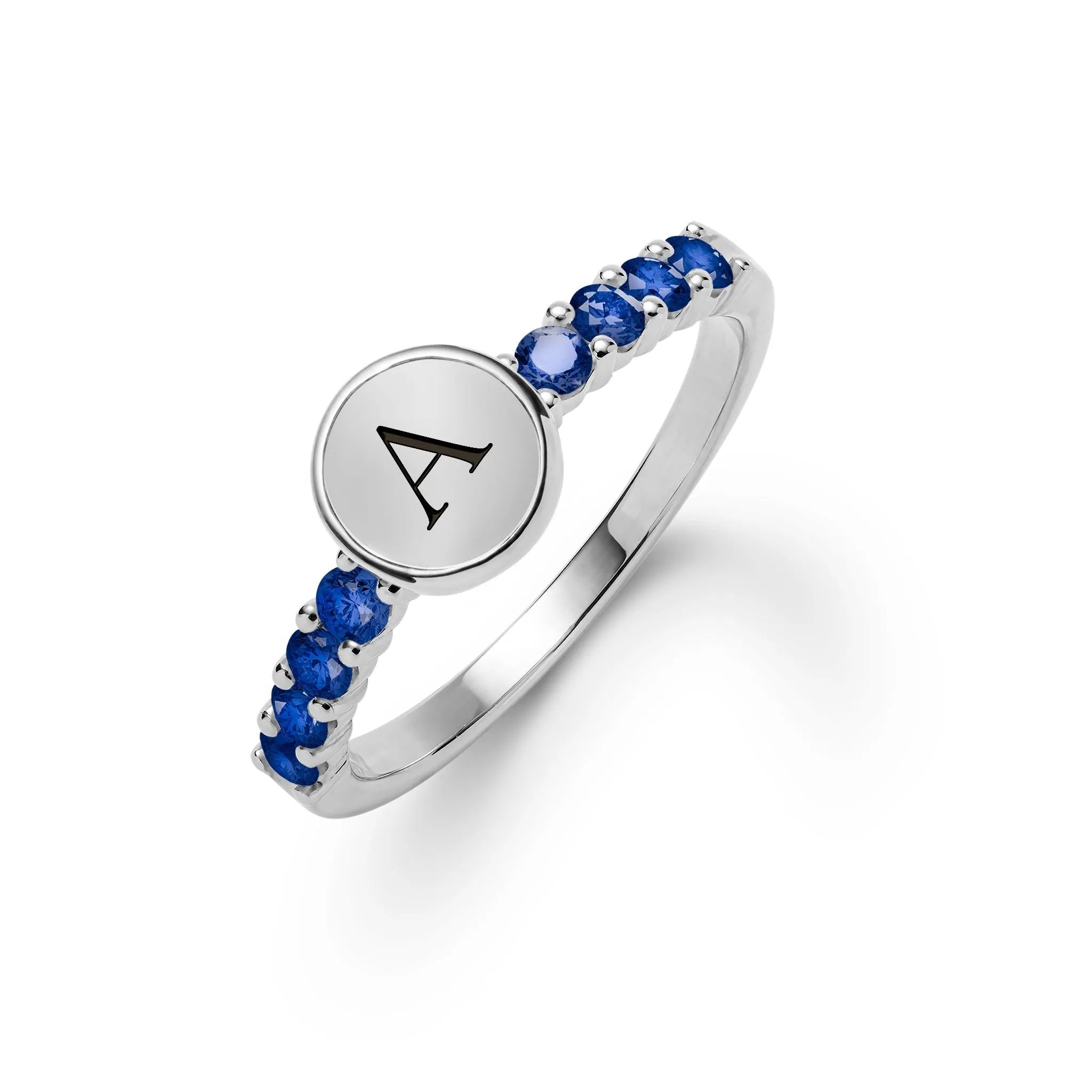 Rosecliff Letter Sapphire Ring in 14k Gold (September) sold by Haverhill product image thumbnail 5