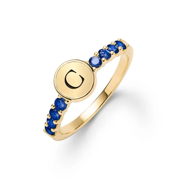 Rosecliff Letter Sapphire Ring in 14k Gold (September) sold by Haverhill