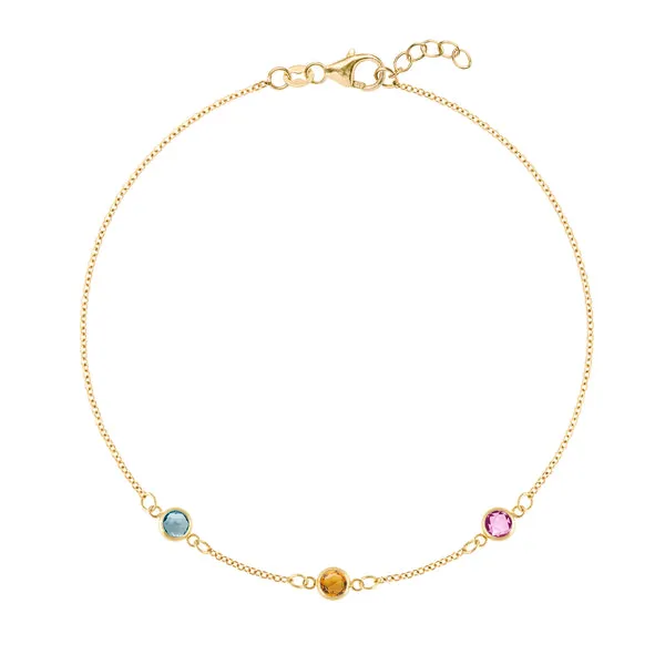 Personalized Classic 3 Birthstone Bracelet in 14k Gold sold by Haverhill