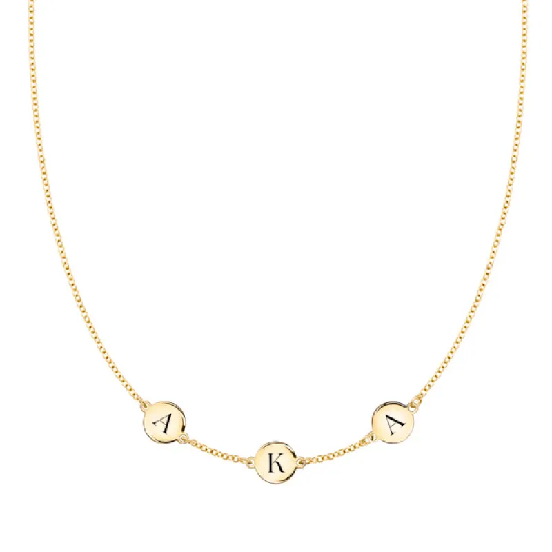 Personalized 3 Letter Necklace in 14k Gold (Single Spacing) sold by Haverhill
