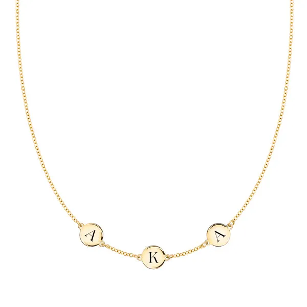 Personalized 3 Letter Necklace in 14k Gold (Single Spacing) sold by Haverhill