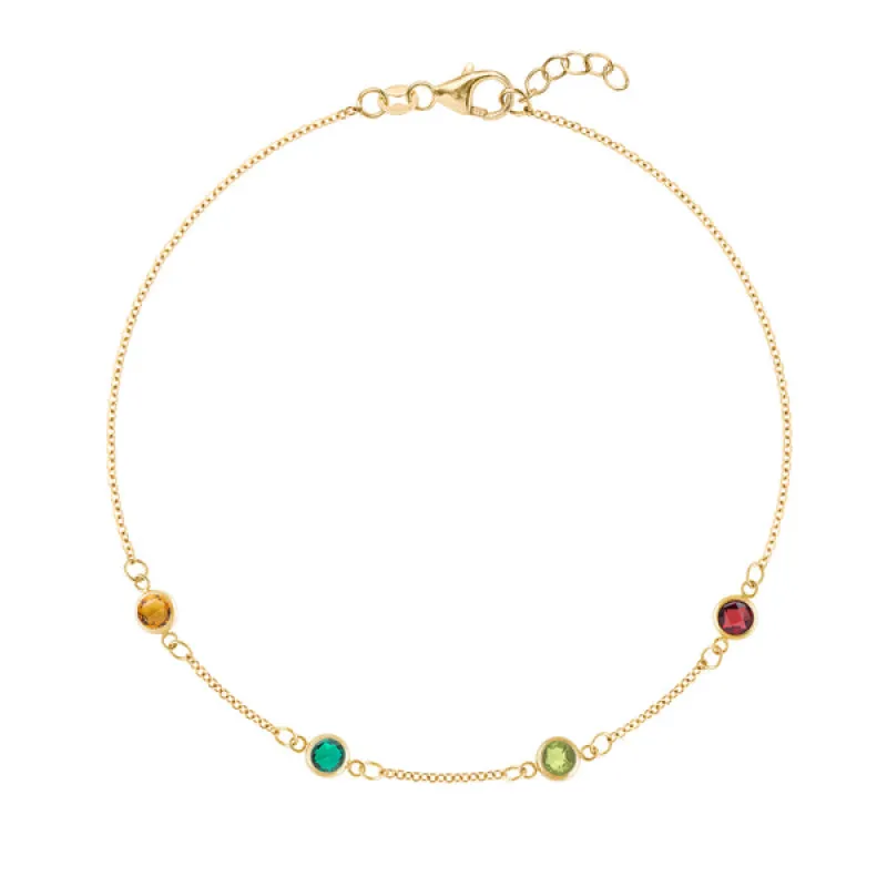 Personalized Classic 4 Birthstone Bracelet in 14k Gold sold by Haverhill