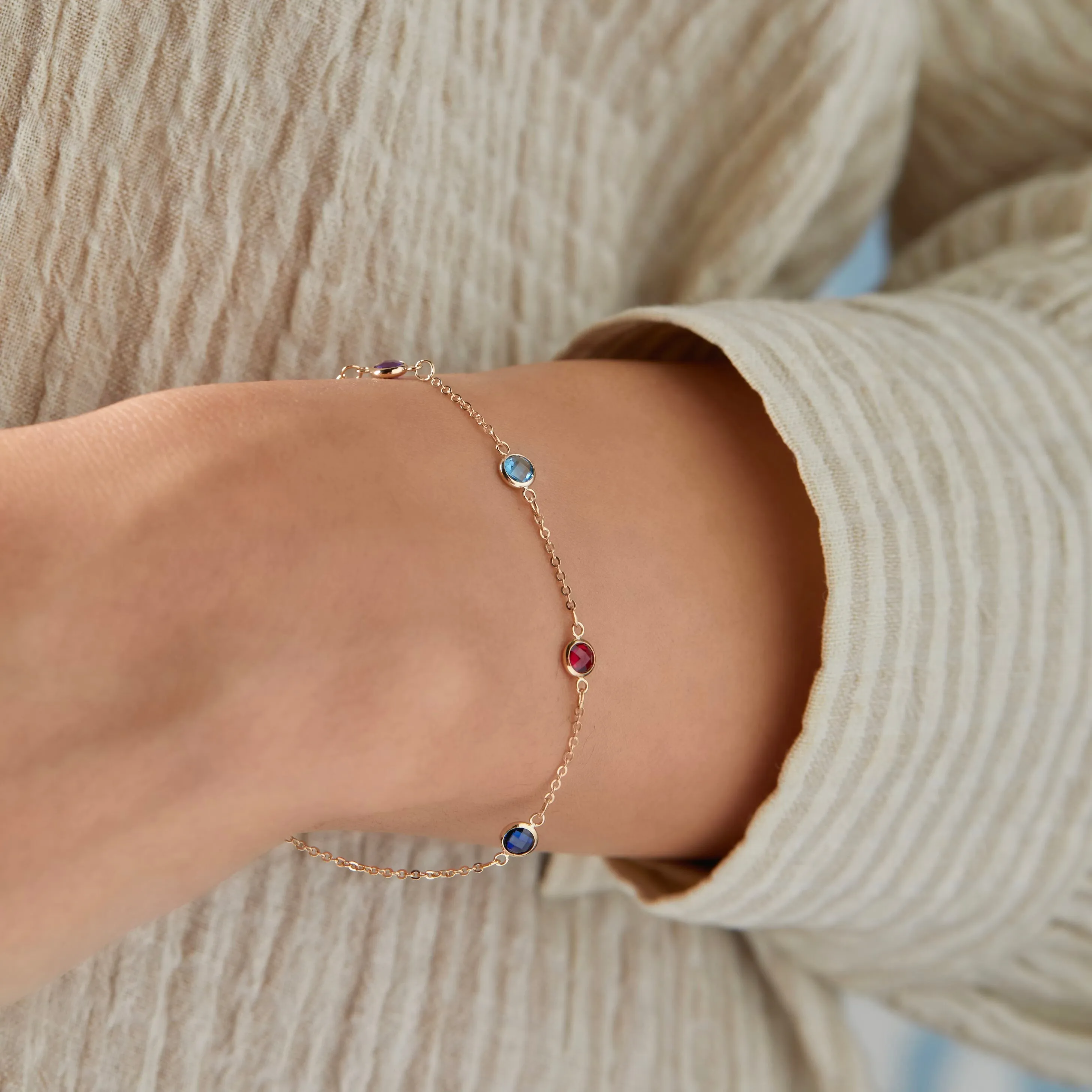 Personalized Classic 4 Birthstone Bracelet in 14k Gold sold by Haverhill product image thumbnail 3