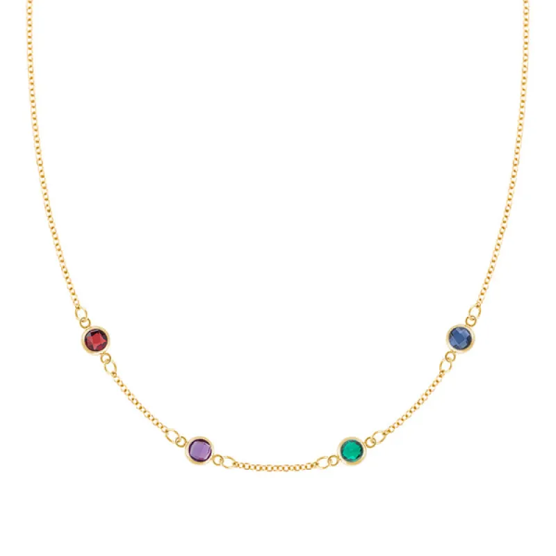 Personalized Classic 4 Birthstone Necklace in 14k Gold sold by Haverhill