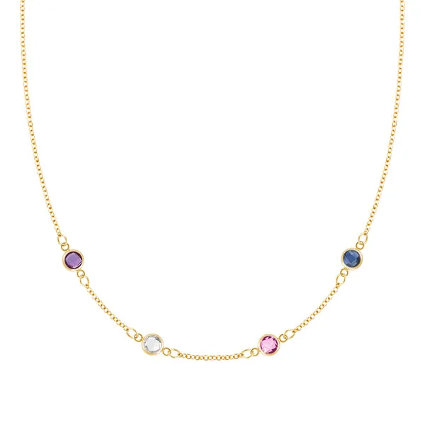 Personalized Classic 4 Birthstone Necklace in 14k Gold sold by Haverhill