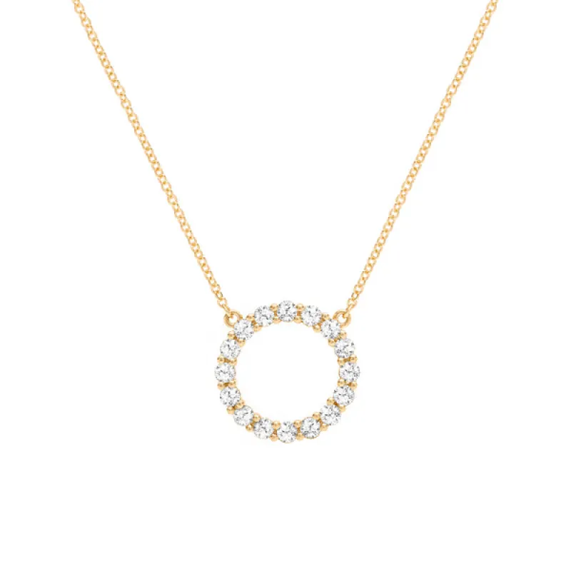Personalized Rosecliff Circle Birthstone Necklace in 14k Gold sold by Haverhill