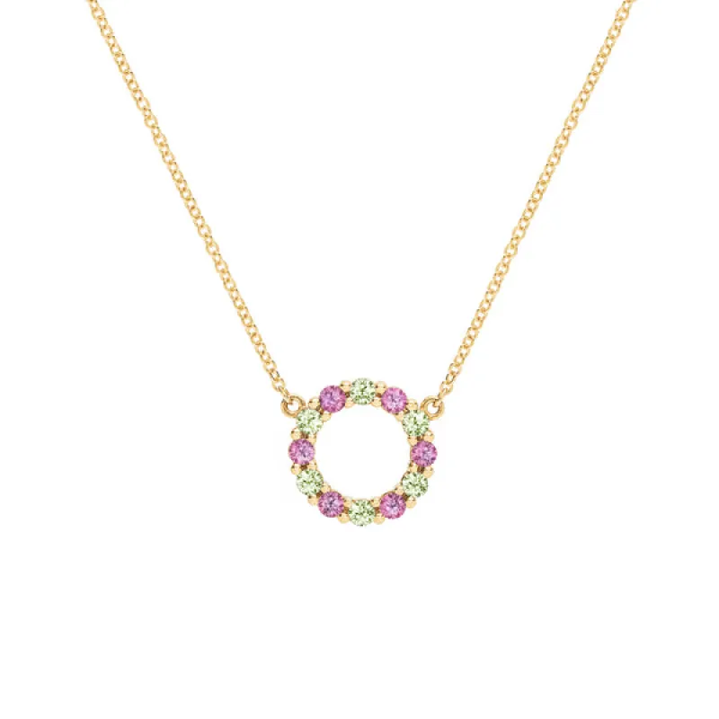 Personalized Rosecliff Small Circle Birthstone Necklace in 14k Gold sold by Haverhill
