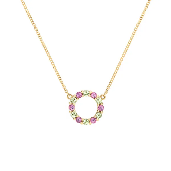 Personalized Rosecliff Small Circle Birthstone Necklace in 14k Gold sold by Haverhill